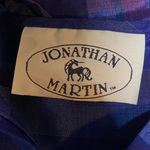 Vintage 80s Iridescent Plaid Fit & Flare Midi Dress Belted Long Sleeve Womens XS Blue Photo 7