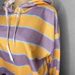Zaful NWT Striped Cropped Hoodie Shirt Lavender and Yellow Size XL Photo 4