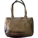 SAS Gorgeous leather metallic look handbag, hand sewn, two front zip pockets, two main compartments, one zipper compartment and one snap closure compartment, inside zip pocket, amazing condition, no flaws, measures 11x8x2 inches Photo 1