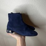 Stuart Weitzman  Navy Blue Velvet Bootie-Boot Pearl Bacari Block Heel Women's 5.5 Photo 1