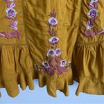 Free People Pavlo Dress Embroidery Boho Yellow Ruffle Western FLAW Women’s XS Photo 5