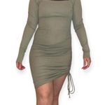 Forever 21  Sage Green Ruching Side Tie Long Sleeve Mini Dress Casual Size Small Photo 1