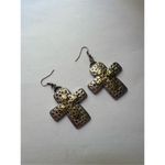 Vintage Chunky gold and silver toned cross earrings western Photo 1
