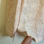 🌞WinterSilks Light Peach Silk Blend Eyelet Button Up Long Sleeve Blouse #O Orange Size L Photo 6