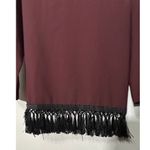 ZARA  Burgundy High Mock Neck Top Ornate Tassel Black Fringe Detail Medium Gothic Photo 8