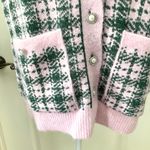 ZARA NWOT  Plaid Knit Vest with Pearl Buttons in Pink / Green Women's M Photo 6