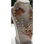 Vintage Butterfly Color Pearls Beaded Ceramic Quality Necklace 80s Sz 19” Pink Photo 9