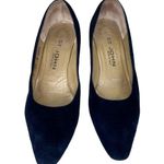 St. John  Pumps Heels Navy Suede Gold Logo Heel 9AA Photo 1
