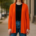 ZARA NWT  Lightweight Pleated Open Front Cardigan Orange Small Photo 0