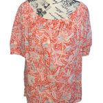 Tory Burch Floral Cotton Gauze Blouse Size 4 Melon Emmarentia Summer Resort EUC Photo 0