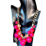 Pink bubble gumball flower necklace with gold accents Photo 0