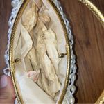 La Regale  women’s Vintage cream purse sequin beaded gold metal handle Photo 3