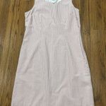 LL Bean Dress Womens 10 Sleeveless Seersucker Pink White Striped Cotton Lined Photo 0