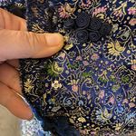 Qipao Cheongsam Zansae Silk Embroidered Floral Navy Dress midi dress Blue Size L Photo 4