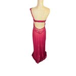 Frederick's of Hollywood Maroon Lace One Shoulder Sheer Maxi Chemise Lingerie M Photo 3