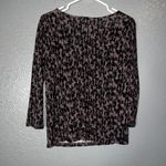 A.I.B. Brown Black Pattern Stretch Top Scoop Neck Long Sleeve Women’s Large Photo 1
