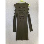 EXPRESS  Women's Sweater Dress Cutout Sleeve Back Ribbed Olive Green Size Medium Photo 1