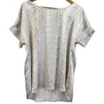 Entro  Womens M Satiny Short Sleeve Animal Print Top Shirt Taupe Cream Boho‎ Photo 13