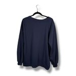 Jason Wu  1X Floral Print Navy‎ Blue Long Sleeve Crewneck Pullover Top Photo 2