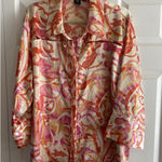 Milano Woman 2X Silky Satin Button Front top Pink Size XXL Photo 0