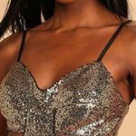 NWT Lulus Luxe Gold Sequin Cutout Bodycon Mini Dress. Size L Photo 1