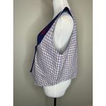 VIntage Plaid Handmade Vest Red White Blue Embroidered Flower Sz Medium Photo 2