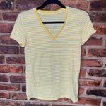 Everlane New  Yellow Stripe Short Sleeve V-Neck Cotton T-Shirt Women's Size XS Photo 0