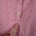 Lands' End  No Iron Supima Pink Stripe Polka Dot Button Down Shirt Size 14 Preppy Photo 3