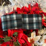 Plaid Fleece Headband Ear muffler Black White Teal Photo 4