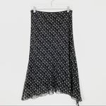Vintage 100% Silk Black & White Patterned Handkerchief Hem Midi Skirt Size M Photo 1