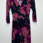 CAbi  Floral Print 3/4 Sleeve Wrap Dress Purple Pink Size Small Photo 0