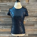 Bailey 44 Edie Sequin Navy Blue Short Sleeve crew Neck Top Size Small Photo 1