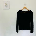 Sweater Project Vintage Black Y2K Cable Knit Hoodie Braided Strand V Neck Grunge Photo 7