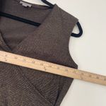 Ann Taylor  Sleeveless Metallic Faux Wrap Top Brown Gold Sparkle Size Smal Photo 6
