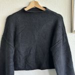 Free People Forest Cropped Black Oversized Pullover Mock Neck Sweater XS Photo 4