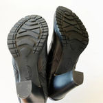 BOC Black Leather High Heel Ankle Boot Size 9.5 Lug Sole‎ Short Bootie Moto Look Black Photo 2