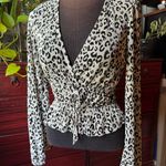 ZARA Pleated Leopard Print Wrap Blouse Photo 0