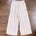 Madewell • Smocked Huston Pull-On Crop Pants in Stripe tan white wide leg beach Photo 9