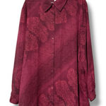 Maggie Barnes Maggie McNaughton women’s plus size 2X sheer maroon long sleeve paisley buttons Photo 0