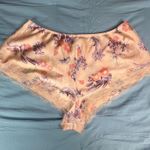 Victorias Secret Satin Floral Lace Trim Pajama Sleep Cheeky Shorts Peach XL Orange Photo 0