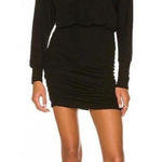 MONROW Mini Dress Womens Size S Charcoal Blouson Ruched Open Back Stretch Casual Black Photo 0