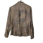 Chico's  Moto Jacket Womens Size 4/6 Brown Distressed Faux‎ Suede Lace-Up Cuffs Photo 8