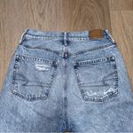 American Eagle  High Rise 90s Boyfriend Distressed Jeans Plaid Patches - 2 Short Photo 4