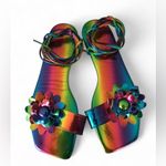 🌞🏝️Women Colorful Strappy Sandals with Floral Design Size 42.🍀 Red Photo 3