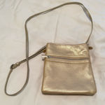 Gianni Bini  Gold Leather Crossbody Organizer Bag Purse Zip Around Photo 0