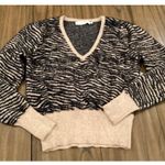 ASTR  The Label Tiger Print V neck Sweater Brown Tan Black animal print soft S Photo 2