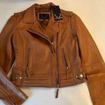 Bod & Christensen Blake Cognac cropped Leather biker jacket size Med NWT Brown Photo 0