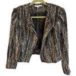 CAbi  Black White Tweed Knit‎ Moto Jacket Cropped Zip Blazer Career Size 4 Photo 1
