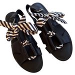 1. State Like New  Leather Teena Bow Sandals Black White Size 8 Photo 0