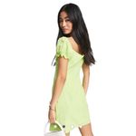 Collective the Label puff sleeve tie front mini dress in lime green US 4 Yellow Photo 1